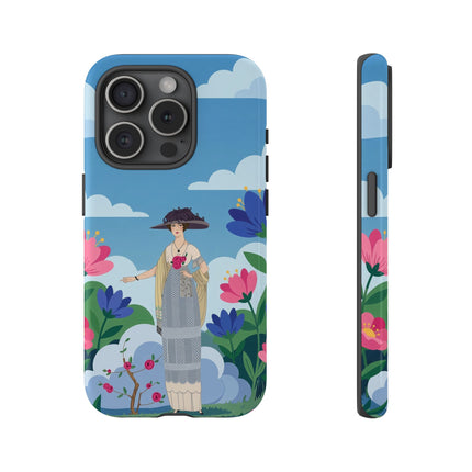 🌸🎩 The Lady Of The Grand Flower Garden Phone Case – Art Deco Fashion Illustration