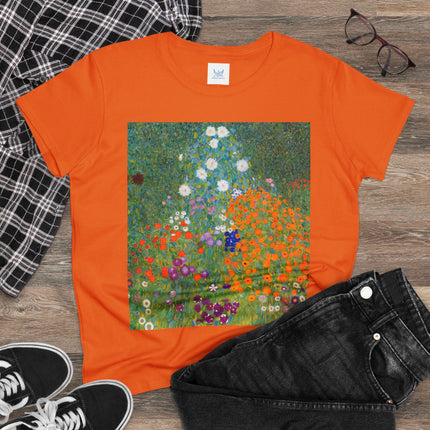 Cottage Garden by Gustav Klimt Women's Midweight Cotton Tee