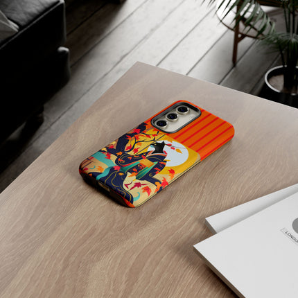 Black Cat in Kimono Phone Cases