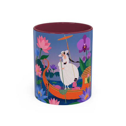 The Lady Of The Lotus Voyage Colorful Mugs – Art Deco Botanical Elegance