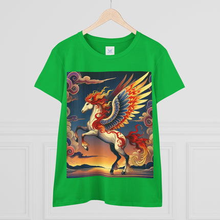 Flame-Winged Horse at Sunset Cotton Tee