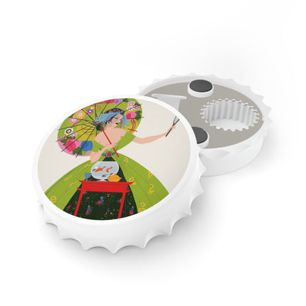Lady with the Golden Fish Bottle Opener – Whimsical Fashion & Playful Fantasy