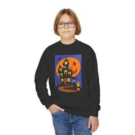 Halloween Night at the Haunted House Youth Crewneck Sweatshirt