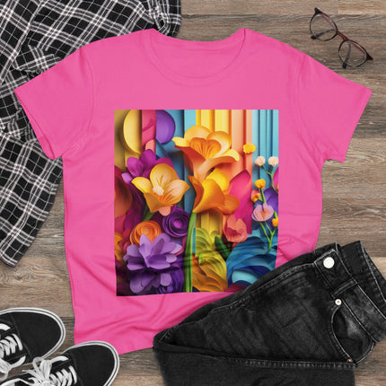 The Graceful Freesia Women's Midweight Cotton Tee