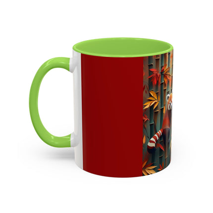 Red Panda at an Autumn Bamboo Grove Colorful Mugs (11oz, 15oz)