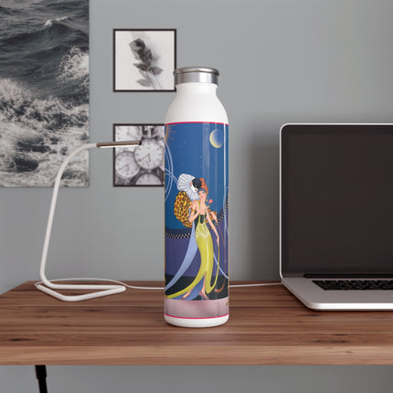 Smoke and Secrets: A Glamorous Encounter in Prohibition Era Slim Water Bottle