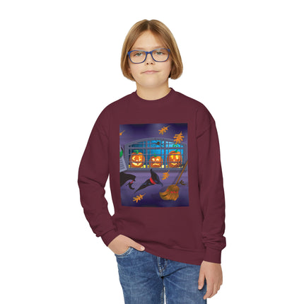 Whimsical Halloween Mischief Youth Crewneck Sweatshirt