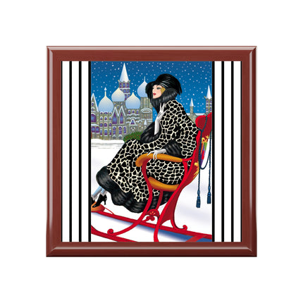Elegant Winter Woman in Sleigh Jewelry Box