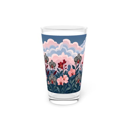 🌸🖤 The Striped Orchid Promenade Pint Glass – Art Deco Floral Fashion