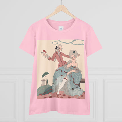 🌹🎀 The Rose Garden Courtship Cotton Tee – Art Deco Romantic Fashion