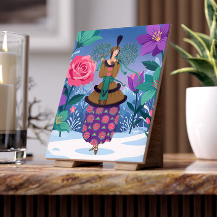 🌹❄️ The Holly Rose Of Winter Ceramic Tile – Art Deco Christmas Garden