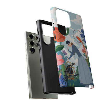 🦜🌺 The Lady Of The Garden Aviary Phone Case – Art Deco Floral Whimsy