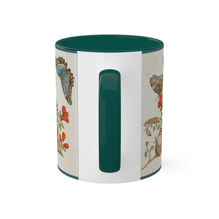 Blue Butterflies and Pomegranate by Maria Sibylla Merian Colorful Mugs, 11oz