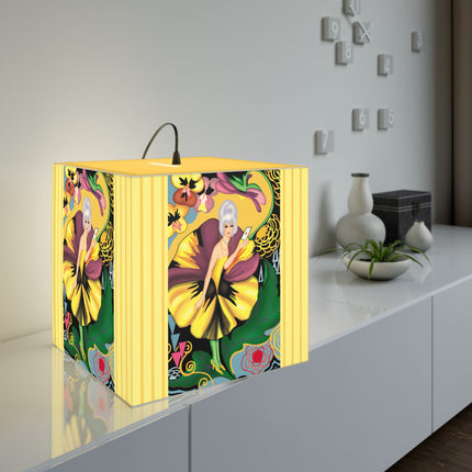 Enchanted Pansy Elegance Light Cube Lamp