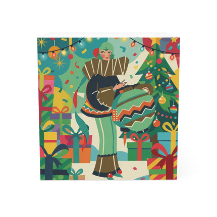 🎄✨ The Lady Of The Christmas Ornament Note Cube – Art Deco Holiday Whimsy