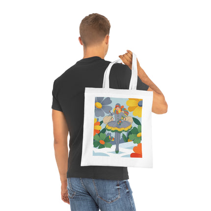 🌼❄️ The Winter Flower Wanderer Cotton Tote Bag – Colorful Winter Fantasy