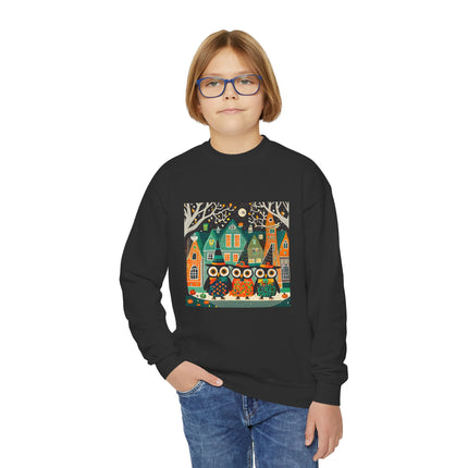 Night of the Trick-or-Treating Owlets Youth Crewneck Sweatshirt