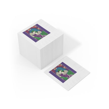 Two Pierrots White Coined Napkins