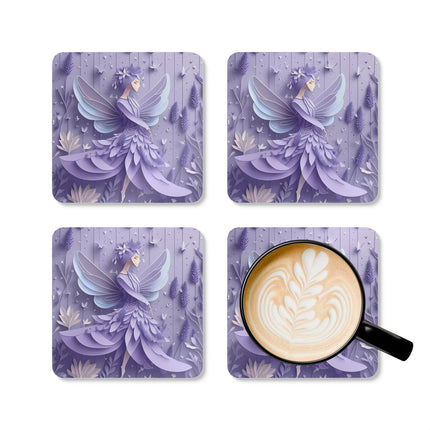 Lavender Fairy Corkwood Coaster Set
