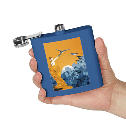Falcon Mistress Stainless Steel Flask – Art Deco Majesty & Mythic Freedom