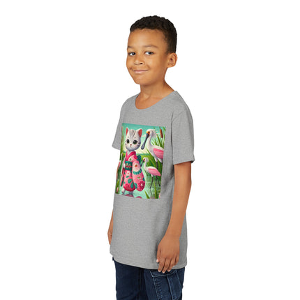 Geisha Kitten Strolls Among the Spoonbills Youth Short Sleeve Tee