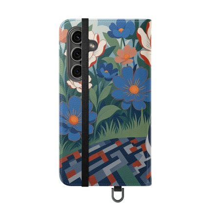 🌺🪞 The Lady Of The Grand Flower Salon Flip Case – Art Deco Floral Elegance