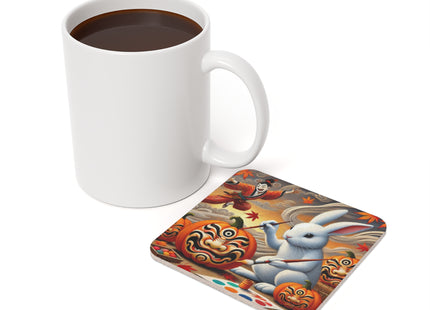 Halloween Rabbit’s Kabuki Jack-o’-Lanterns Cork Back Coaster