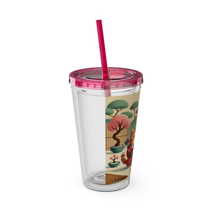 Archer Kitten in the Zen Garden Sunsplash Tumbler with Straw, 16oz