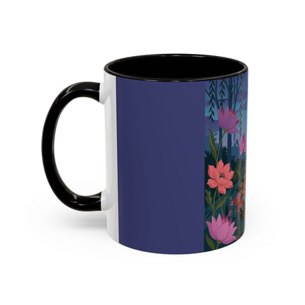 The Lady And The Midnight Birdcage Colorful Mugs – Art Deco Botanical Elegance