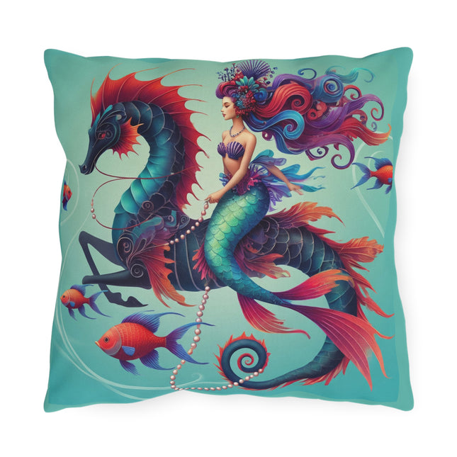 Mermaid & Sea Dragon Outdoor Pillows – Ocean Guardian & Mythic Beauty