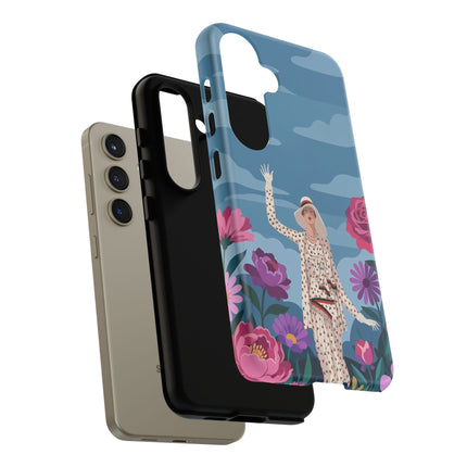 🌺👒 The Grand Flower Promenade Phone Case – Art Deco Fashion Illustration