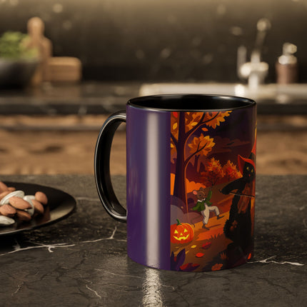 🐈‍⬛🎻 The Black Cat's Moonlit Melody Colorful Mug – Whimsical Halloween Music