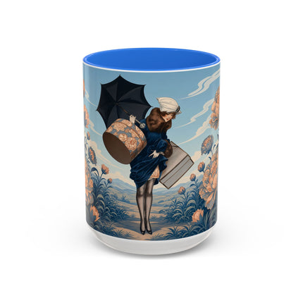 ☔🌸 The Grand Floral Journey Colorful Mug – Art Deco Travel Elegance