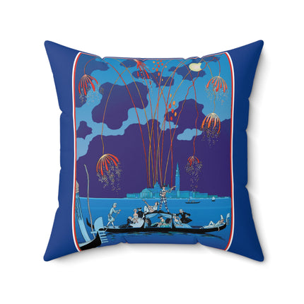 Fireworks in Venice by George Barbier Spun Polyester Square Pillow