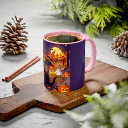 🐈‍⬛🎻 The Black Cat's Moonlit Melody Colorful Mug – Whimsical Halloween Music