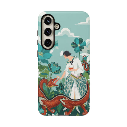 🐉🌿 The Dragon Keeper Phone Case – Art Deco Floral Fantasy