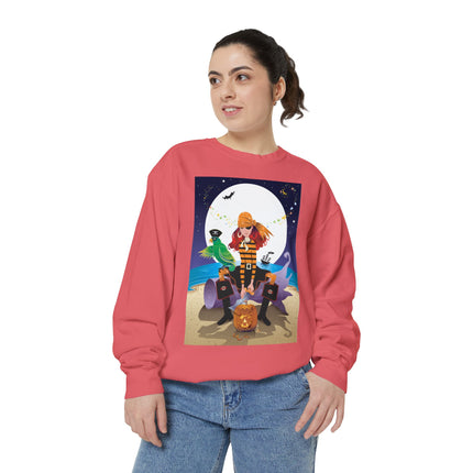 Moonlit Pirate Halloween Unisex Garment-Dyed Sweatshirt