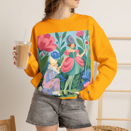 🌸🎭 The Garden Masquerade Crewneck Sweatshirt – Art Deco Floral Whimsy
