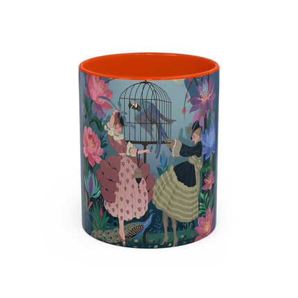The Ladies And The Enchanted Macaw Colorful Mugs – Art Deco Botanical Elegance