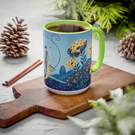 🌼🦋 The Enchanted Butterfly Garden Promenade Colorful Mug – Art Deco Floral Whimsy