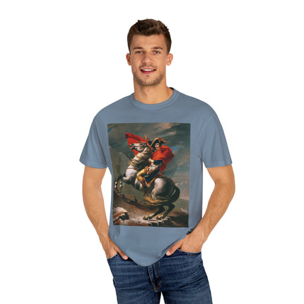 Napoleon Crossing the Alps by Jacques-Louis David Unisex Garment-Dyed T-shirt
