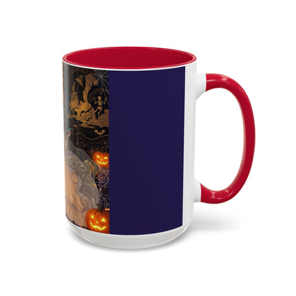 🌙🎃 The Moonlit Parlor Masquerade Colorful Mug – Elegant Halloween Romance