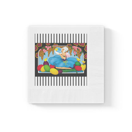Blooms and Chicks White Coined Napkins