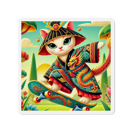 Dragon Dance on Wheels Die-Cut Magnets (5 Sizes)