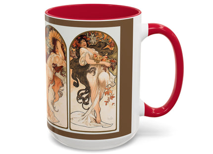 The Seasons by Alphonse Maria Mucha Colorful Mugs (11oz, 15oz)