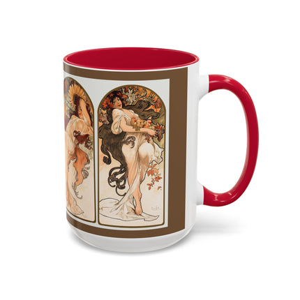 The Seasons by Alphonse Maria Mucha Colorful Mugs (11oz, 15oz)