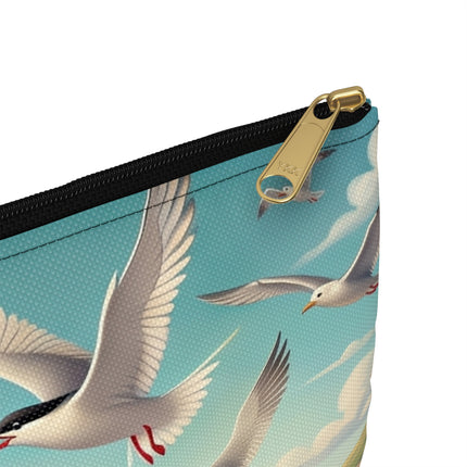 Geisha Kitten by the Seaside Accessory Pouch – Coastal Whimsy & Serene Grace