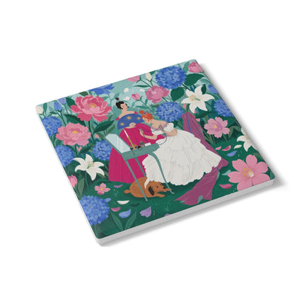 💎🌸 The Lady Of The Jeweled Garden Ceramic Coaster – Art Deco Floral Elegance