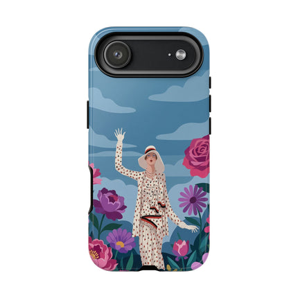 🌺👒 The Grand Flower Promenade Phone Case – Art Deco Fashion Illustration