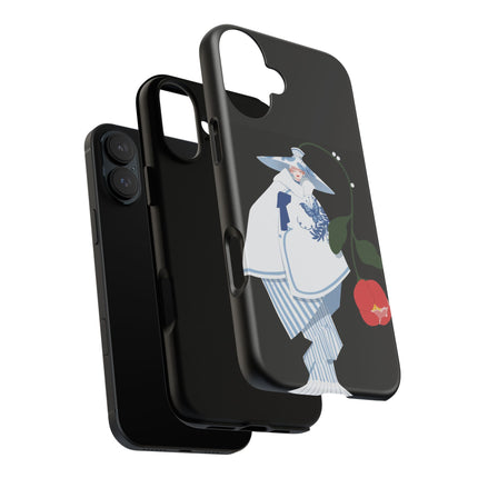 Blue & White Porcelain Geisha Phone Case – Elegant Mystery & Floral Grace